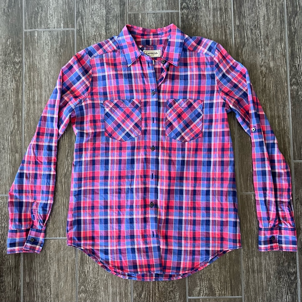 Express Plaid Button Down Shirt